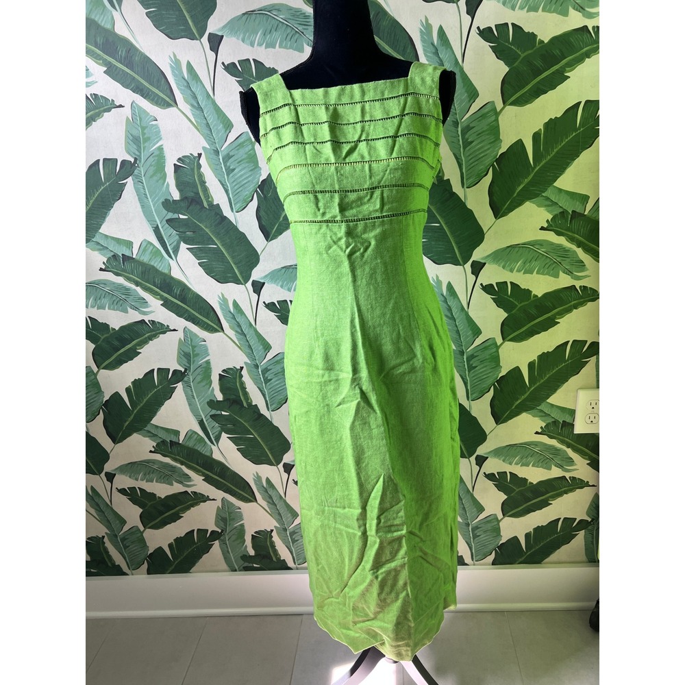 Marie St. Claire Linen Sheath Dress Women 4 Lime Green